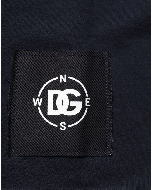 Dolce & Gabbana Blue Dark Logo Cotton Sweatshirt Sweater Clothing for men
