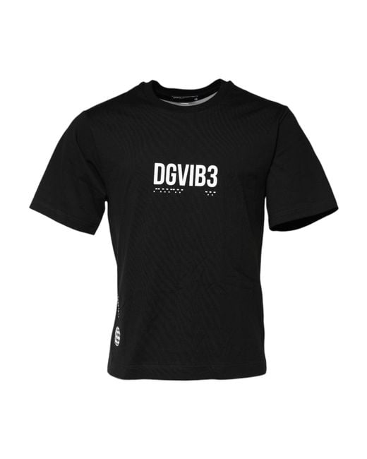 Dolce & Gabbana Black Dg Vib3 Print Cotton Crew Neck T for men