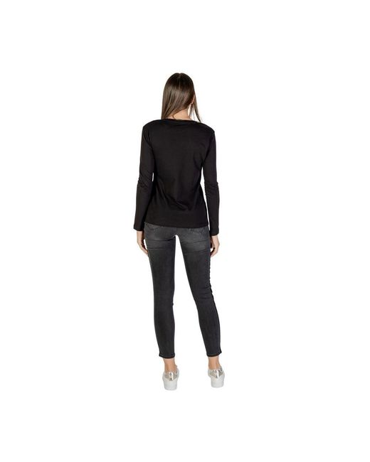 ARMANI EXCHANGE Black Bicolor Cotton Long Sleeve T