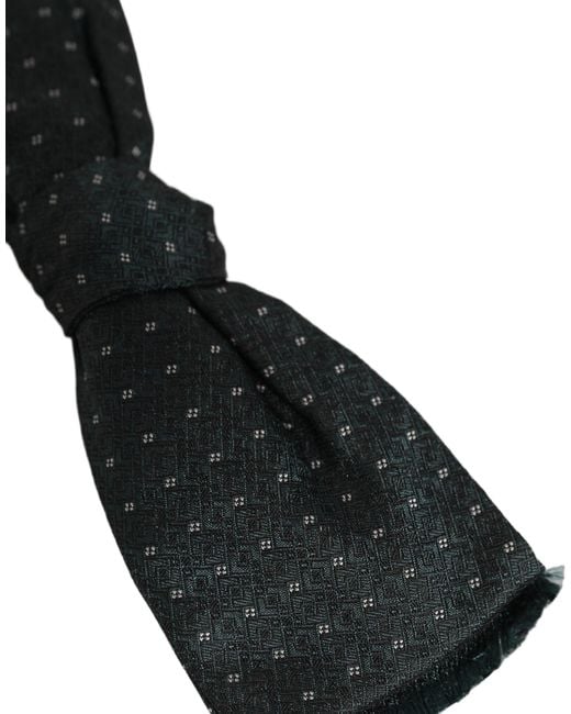 Dolce & Gabbana Black Men Green Patterned Adjustable Neck Papillon Bow Tie for men