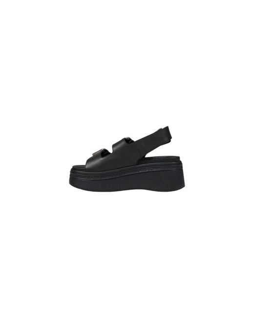 Tommy Hilfiger Black Leather Platform Sandals