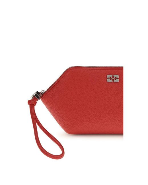 Ganni Red Multicolor Recycled Leather Clutch Bag