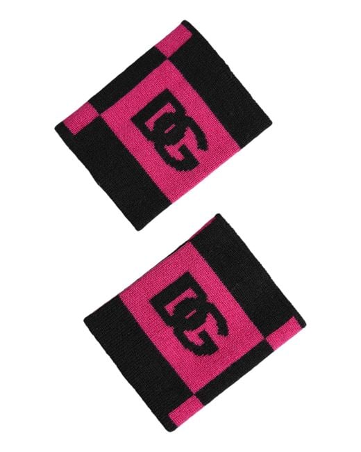 Dolce & Gabbana Pink Dg Logo Cashmere 1 Pair Wristband for men