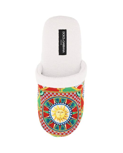 Dolce & Gabbana White 'carretto' Terry Slippers for men