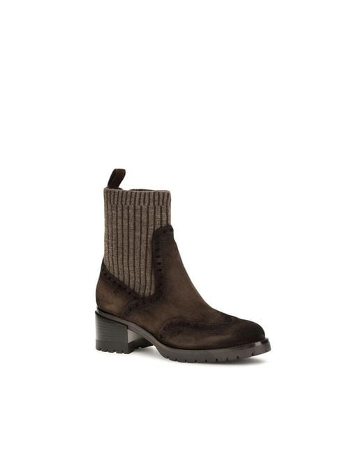 Santoni Brown Calf Leather Bos Taurus Ankle Boots