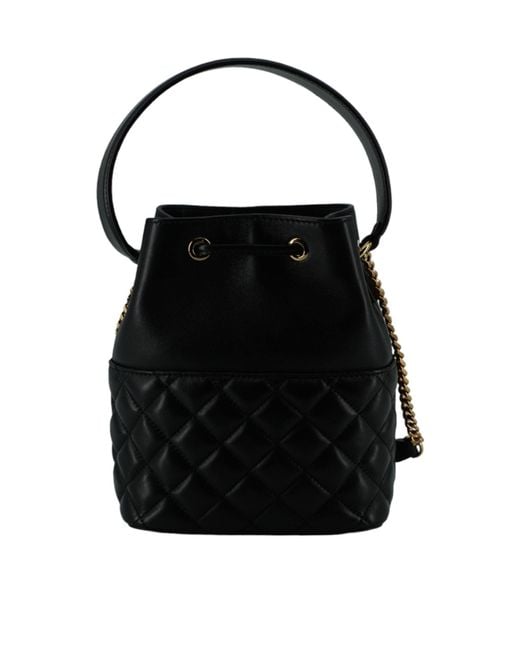 Versace Black Calf Leather Small Bucket Shoulder Bag