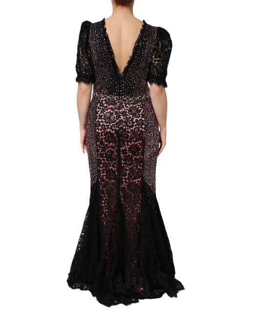 Dolce & Gabbana Black Multicolor Embellished Mermaid Gown Dress for men