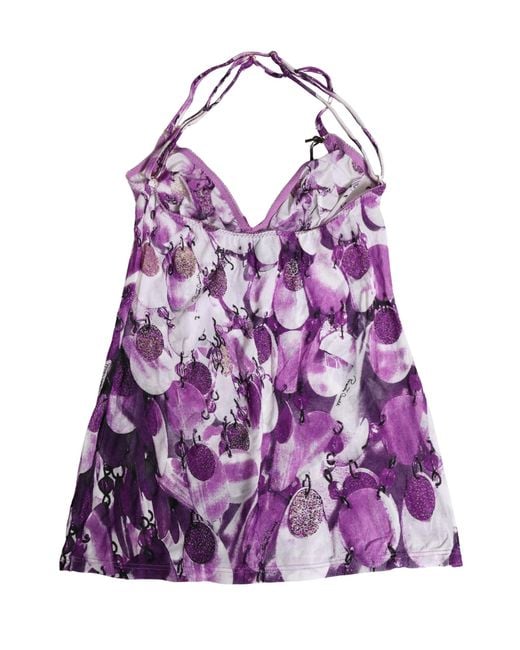 Roberto Cavalli Purple Multicolor Patterned Halter Neck Underwear