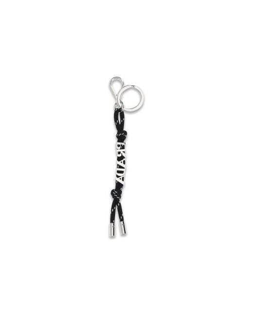 Prada Metallic Black Recycled Polyamide Keychain for men