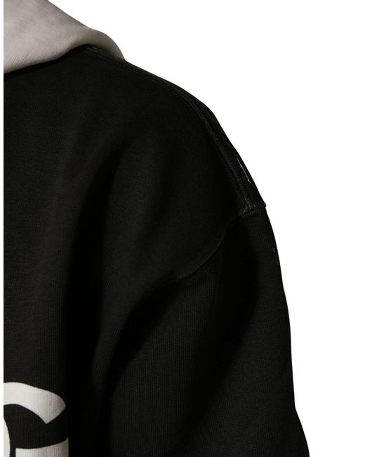 Dolce & Gabbana Black Cotton Logo Hooded Full Zip Sweater Clothing for men