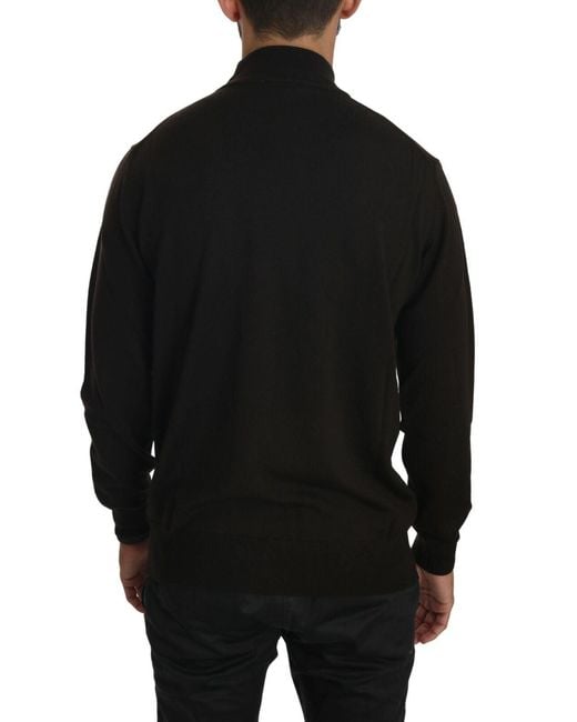 Mila Schon Black Mila Schön Turtle Neck Pullover Wool Sweater for men