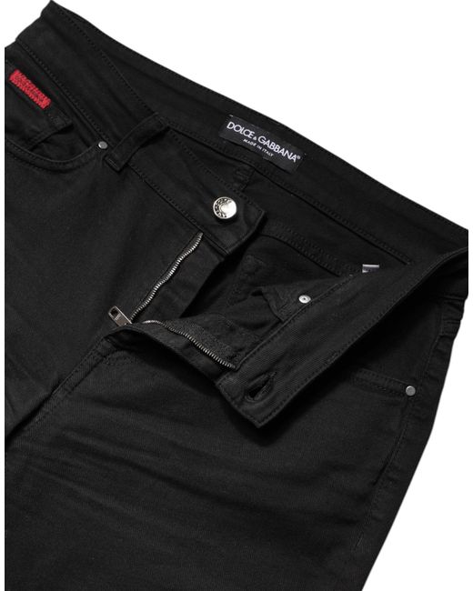 Dolce & Gabbana Black Cotton High Waist Skinny Denim Jeans