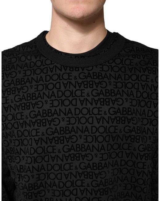 Dolce & Gabbana Black Monogram Crew Neck Sweatshirt Sweater for men