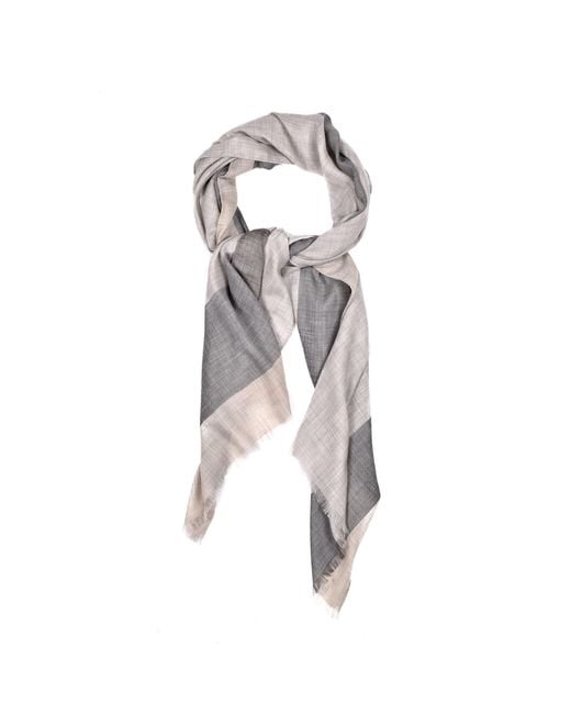Brunello Cucinelli Gray Multicolor Cashmere Scarf for men