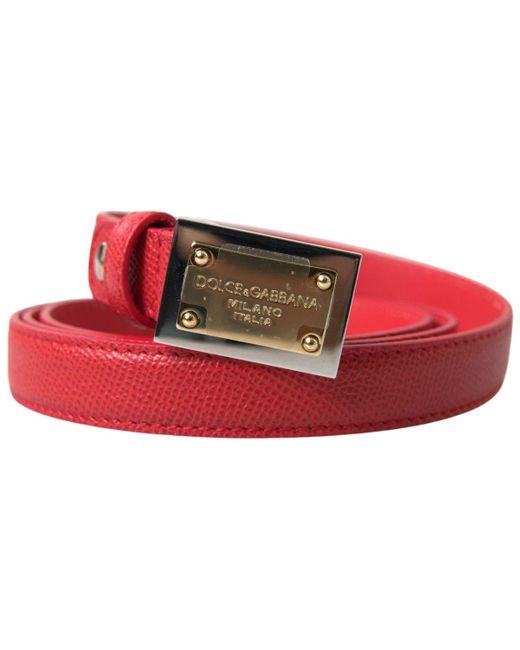 Dolce & Gabbana Red Elegant Leather Designer Belt
