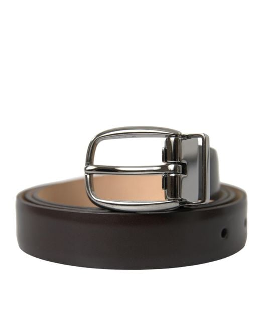 Dolce & Gabbana Black Elegant Leather Belt With Eye-Catching Buckle for men