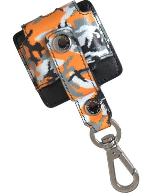 Dolce & Gabbana Multicolor Camouflage Print Leather Metal Airpods Case