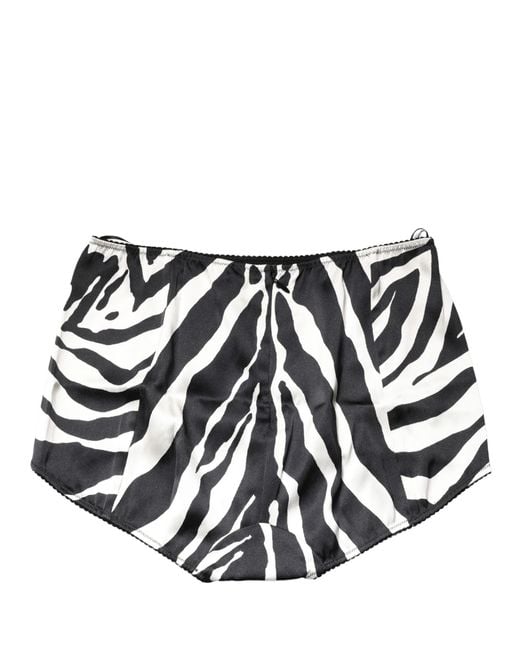 Dolce & Gabbana Black White Zebra High Waist Girdle Panty Underwear