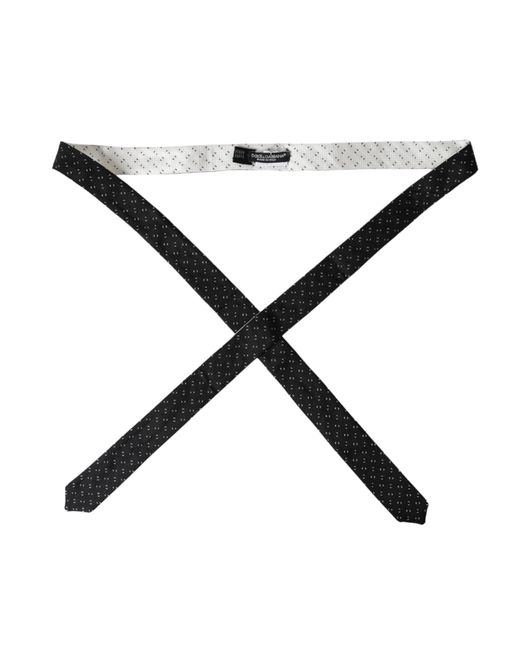 Dolce & Gabbana Black Patterned Adjustable Tie for men
