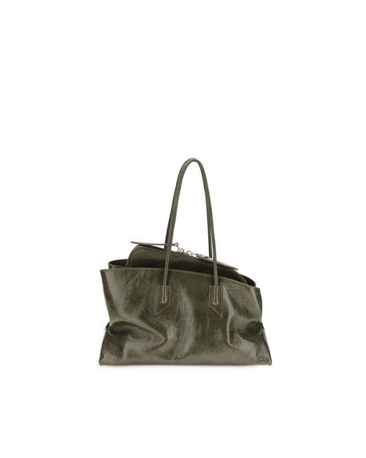 The Attico Green Bicolor Calf Leather Bos Taurus Shoulder Bag