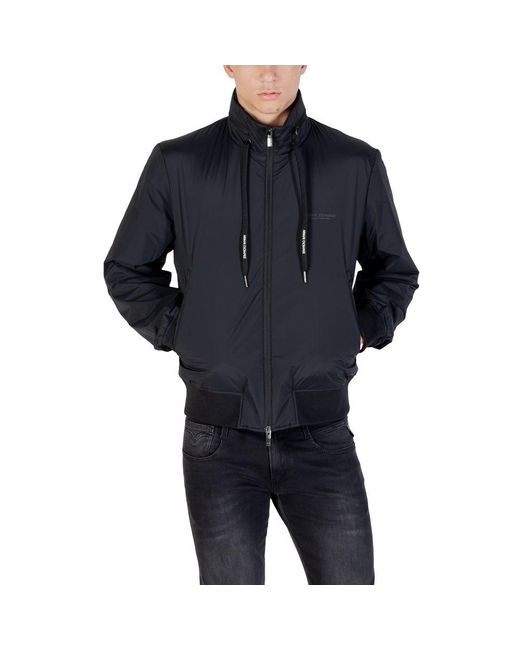 ARMANI EXCHANGE Blue Black Polyamide Bomber for men