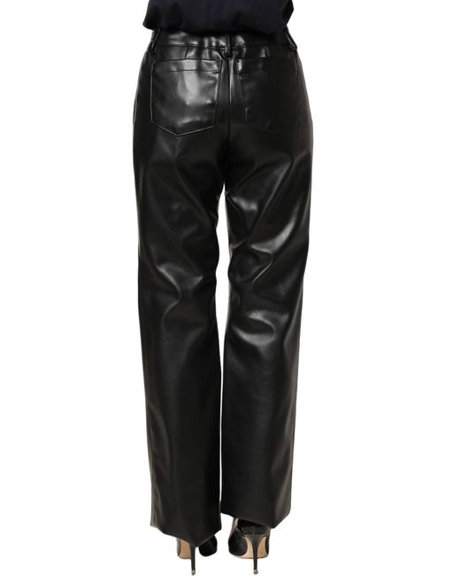Dolce & Gabbana Black Pu Leather High Waisted Trouser Pants