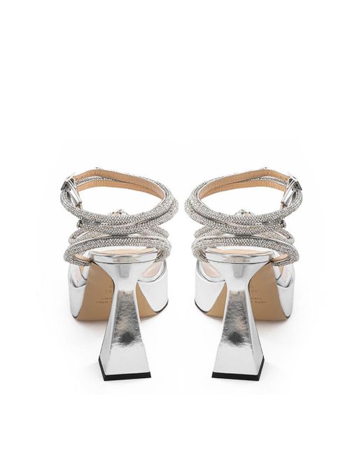 Mach & Mach White Elegant Double Bow Platform Sandals