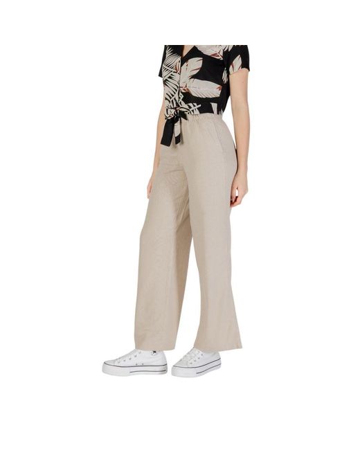 ONLY Natural Beige Linen Casual Pants