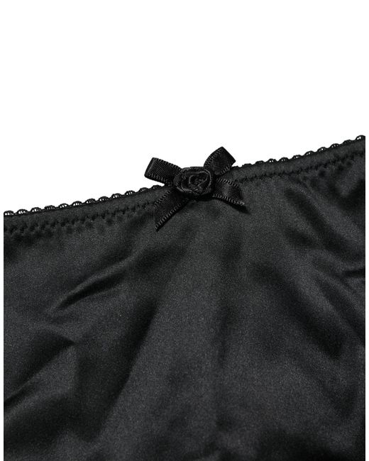 Dolce & Gabbana Black Silk Stretch Mid Waist Brief Panty Underwear