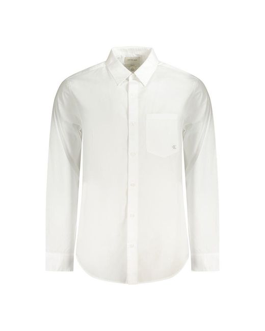 Calvin Klein White 's Poplin Classic Cotton Long Sleeve Top for men