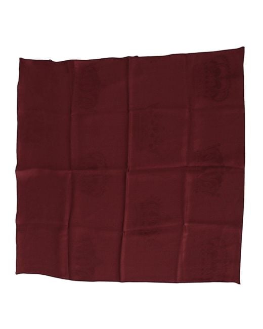 Dolce & Gabbana Purple Maroon Silk Crown Square Wrap Handkerchief Scarf for men
