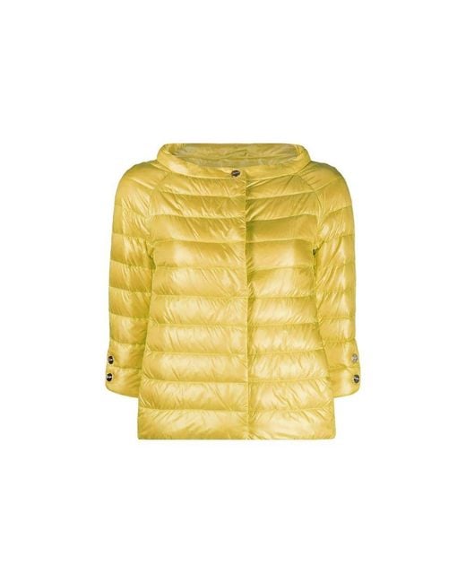 Herno Yellow Bicolor Polyamide Jackets And Coat