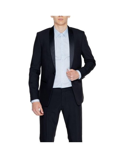 Antony Morato Blue Black Polyester Blazer for men