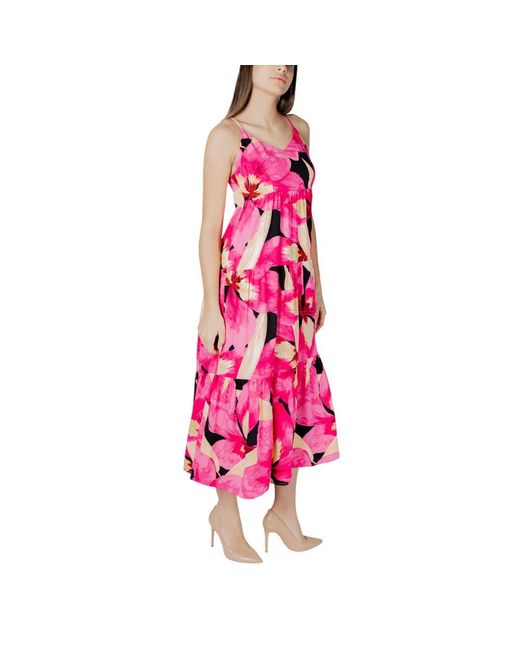 ONLY Pink Multicolor Viscose Long Dress