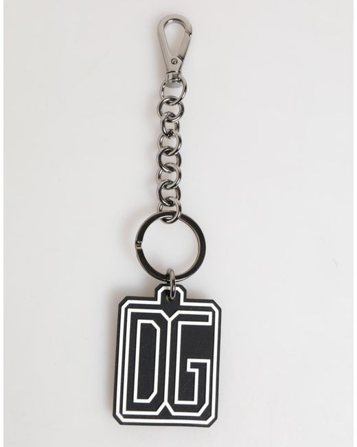 Dolce & Gabbana White Dg Rubber Logo Keychain Keyring for men