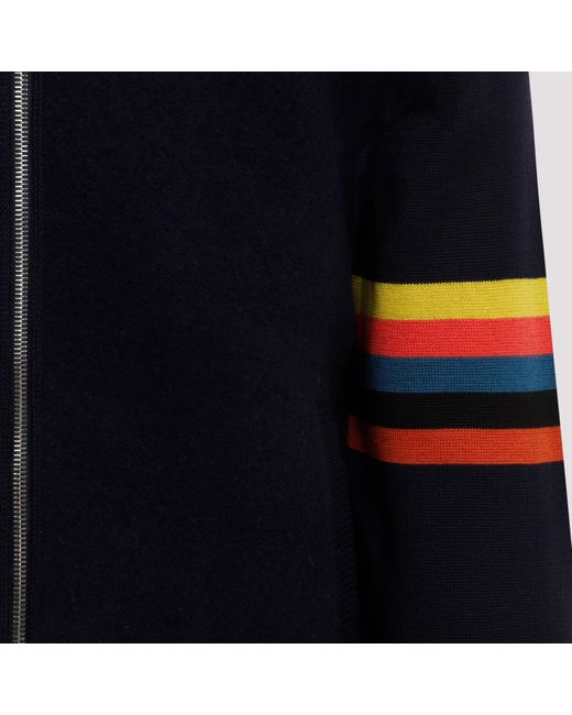 Paul Smith Blue Dark Navy Knitted Wool Bomber Jacket for men