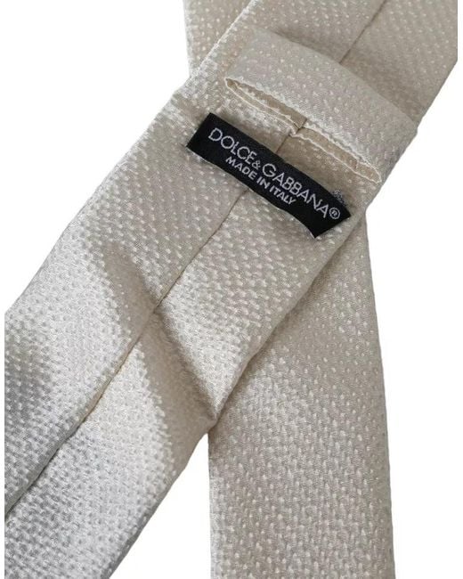 Dolce & Gabbana White Textured Silk Necktie for men