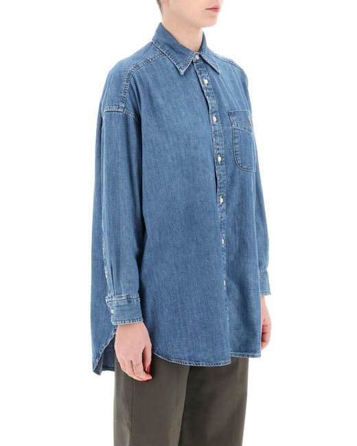 Polo Ralph Lauren Blue Denim Oversized Shirt For