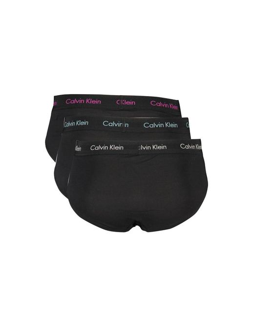 Calvin Klein Black Sleek Tri-Pack ' Briefs With Contrast Details for men
