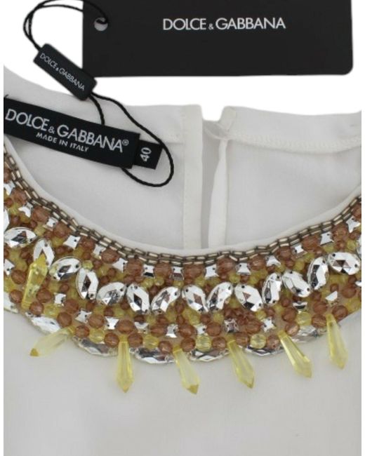 Dolce & Gabbana White Crystal Embellished Tank Top