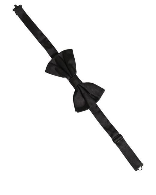 Dolce & Gabbana Men Black 100% Silk Adjustable Neck Papillon Bow Tie for men