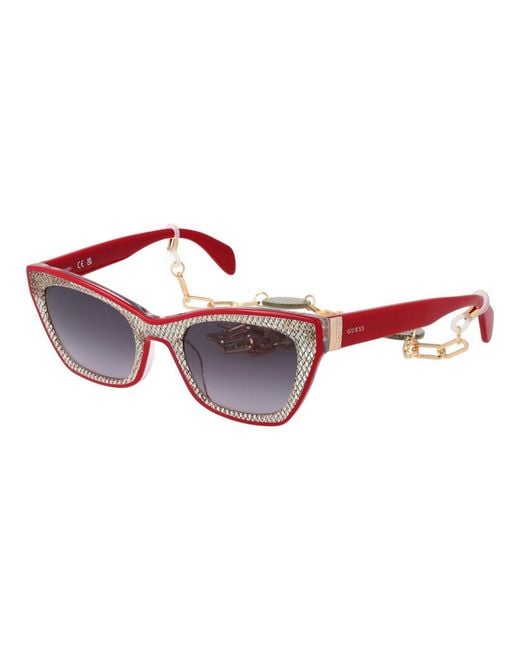 Guess Red Multicolor Plastic Sunglasses