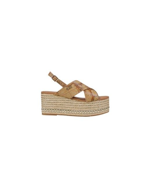 Alviero Martini 1A Classe Metallic Beige Polyethylene Platform Sandals