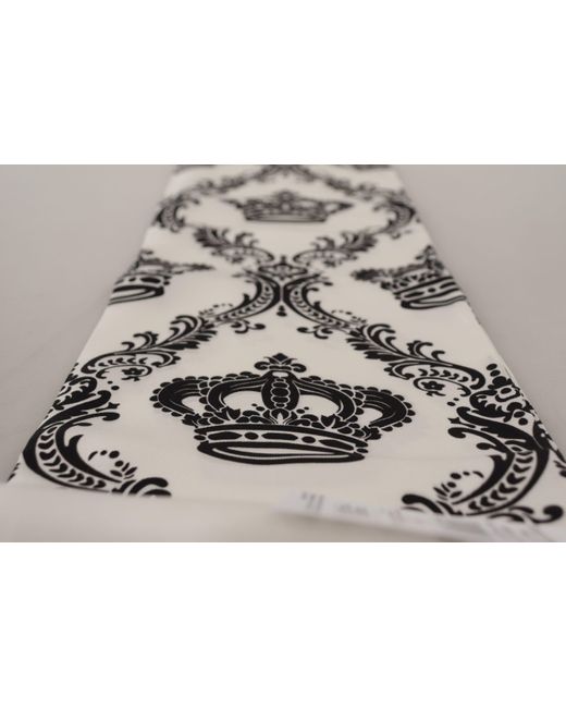 Dolce & Gabbana Black Royal Crown Printed Silk Men's Scarf for men
