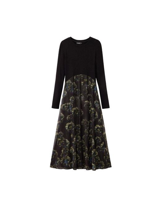 Desigual Black Polyester Casual Dress
