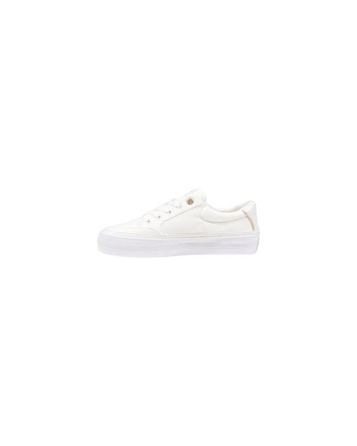 Tommy Hilfiger White Cream Recycled Cotton Low Top Sneakers