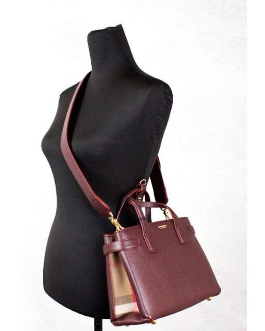 Burberry Brown Banner Small Mahogany Leather Tote Crossbody Bag Purse