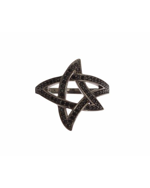 Nialaya Black Cz Rhodium 925 Silver S Ring