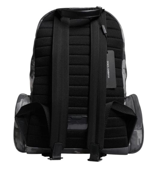 Dolce & Gabbana Gray Cotton Camouflage Logo Plaque Backpack Bag for men