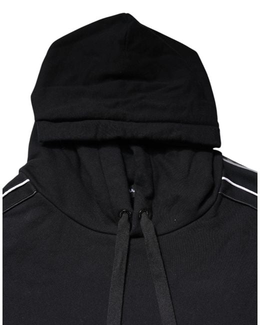 Dolce & Gabbana Black Hooded Sweatshirt With Side Stripes for men